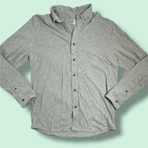 Faherty Shirt Mens Large Gray Long Sleeve Button Down Solid Pocket